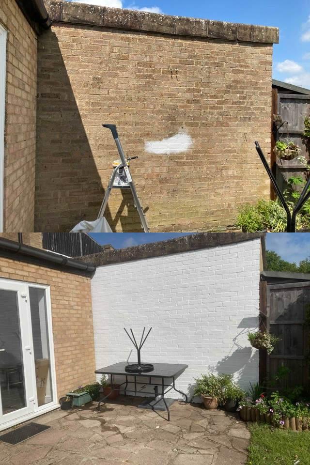 Painted brick wall  - Before & After Photos -  LONG'S LAWNS